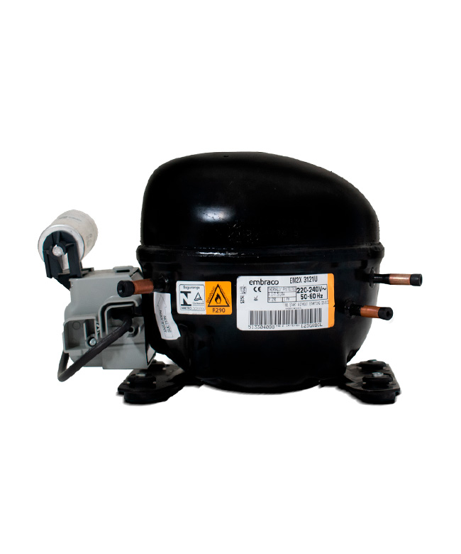 Compresor Embraco 1EM2X3121U de 1/3hp, refrigerante R-290 de 220 voltios y 60 hz