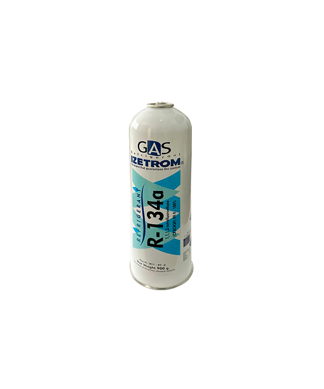 Gas refrigerante R-134a en lata de 900 gramos marca Izetron