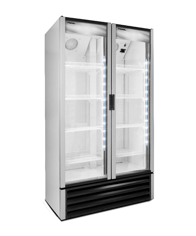 Visicooler vertical de 2 puerta de vidrio de 792 litros sin cenefa, modelo VE-28-V1