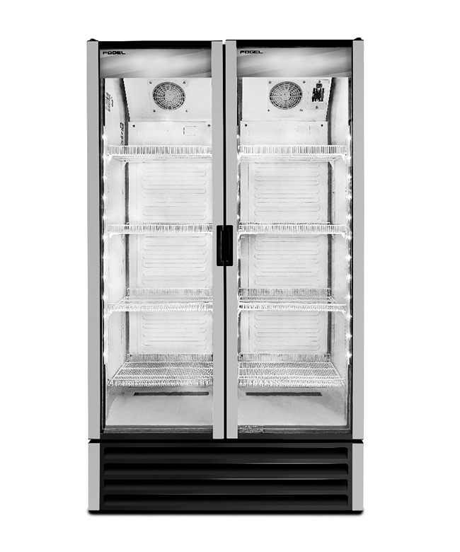 Visicooler vertical de 2 puerta de vidrio de 792 litros sin cenefa, modelo VE-28-V1